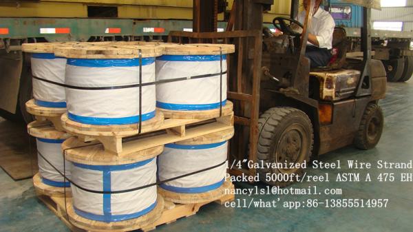 5 16 Inch EHS Galvanized Guy Wire With 150-400g/M2 Zinc Coating , Diameter 1.24~5.50mm