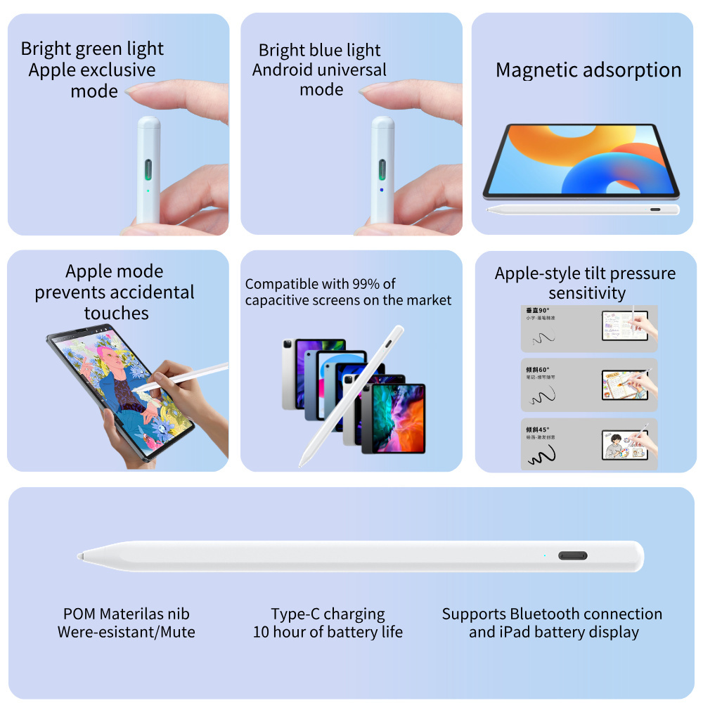 Anti-Mix Touch Universal Active Capacitive Tablet Stylus Pen for Apple iPad Huawei Xiaomi Touch Screens Phone Tablet