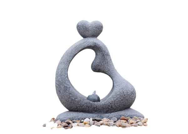 Nature's Mark Heart Couple LED Relaxation Resin Water Fountain with Authentic River Rocks grab and go river rocks