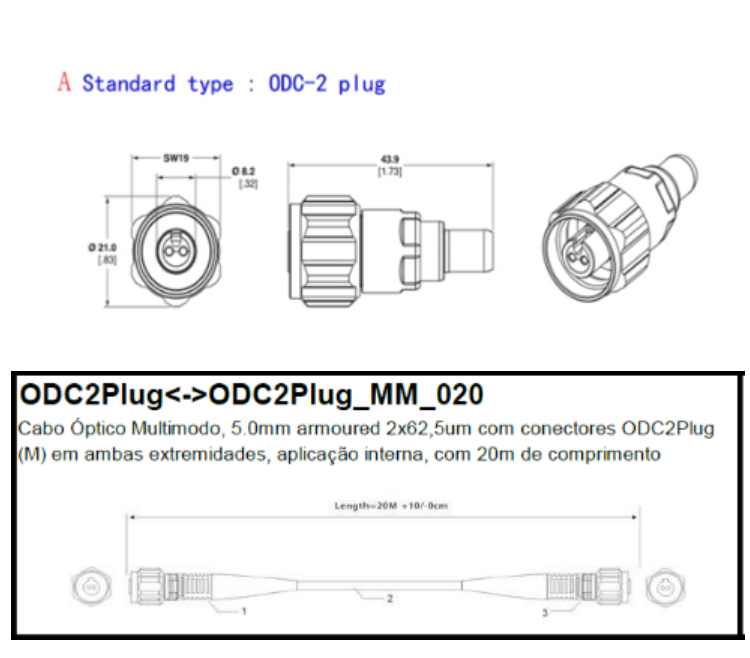 5,0 Mm мультимодного бронированного оптического кабеля 2 x 62.5um с соединителями штепсельной вилки ODC2