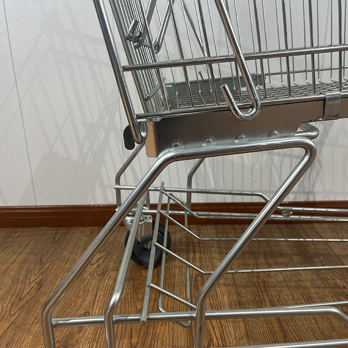 Asian Style Supermarket Metal Shopping Trolley with Four Wheels