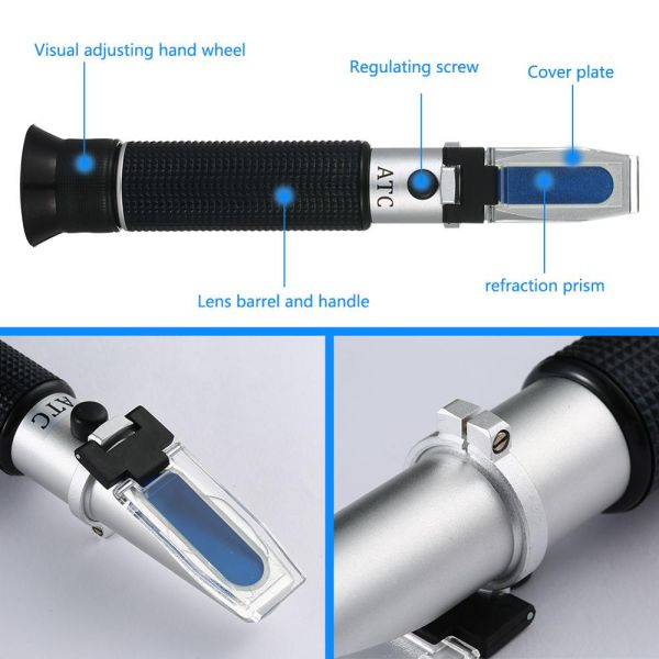 Handheld Refractometer with 0-80% Brix Range and ATC for Accurate Alcohol and Sugar Measurement