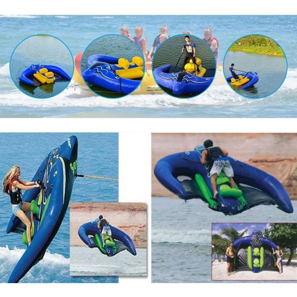 3.6x2.4m PVC Water Play Equipment Toys Inflatable Flying Manta Ray / Towable Water Sport Kite Tube