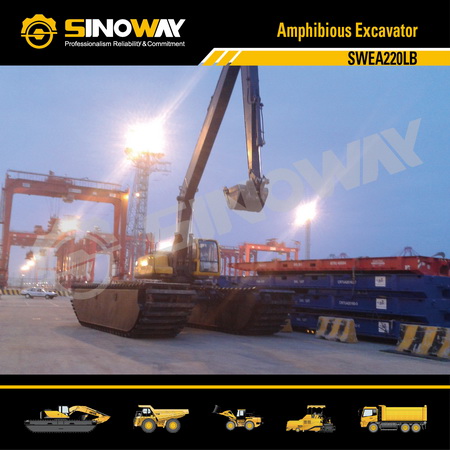 Amphibious Equipment 15.1m Long Reach Boom Shovel excavator Swamp Buggy