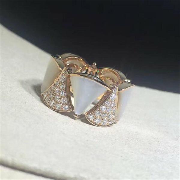 Luxury jewe factory divas' dream  series ring 18k white gold yellow gold rose gold diamond fritillaria ring