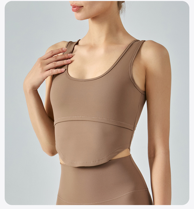 Бюстгальтера спорт шеи кофе u верхняя часть фитнеса нейлона жилета Breathable женщин заднего неубедительного