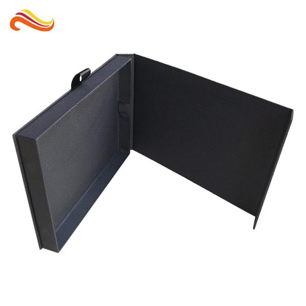 Matte Black Black Gift Packaging Boxes , Handmade Magnetic Box Embossing Printing