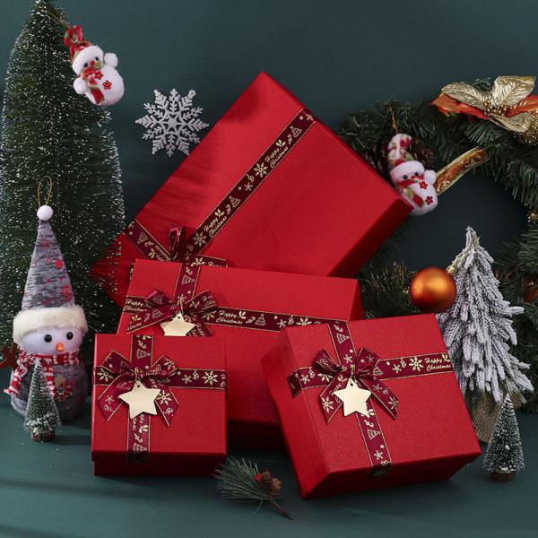 Gift Craft Customized Colorful Rigiding Paper Christmas Gift Box Packaging With Ribbon