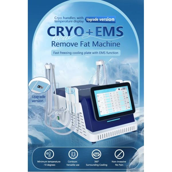 Portable 2 in 1 Fat Freezing EMS Cool Device with 4 Handles for Cellulite Reduction and Minus 10 Degree for Beauty Salon Use
