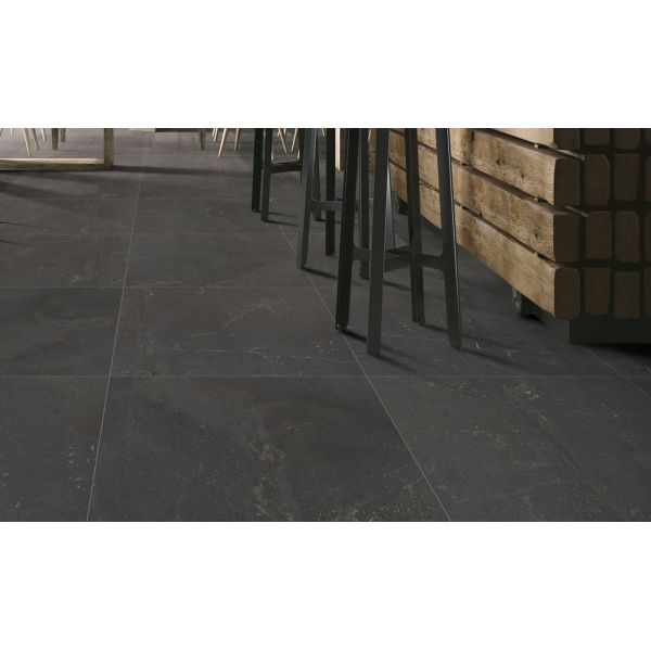 Black Marble Look Porcelain Tile 600X600 MM Wear Resisting Matte Surface