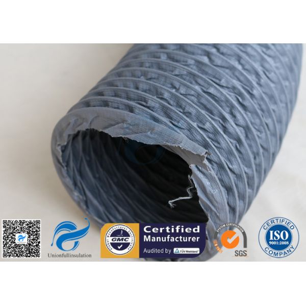 Покрытый ПВК шланг сброса дактировки воздуха вентиляции ткани стеклоткани серый гибкий