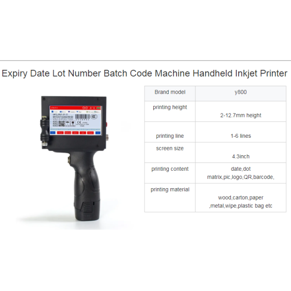 Handheld Expiry Date Printer Lian Lian J 130 12.7 mm for Portable QR Coding Machine
