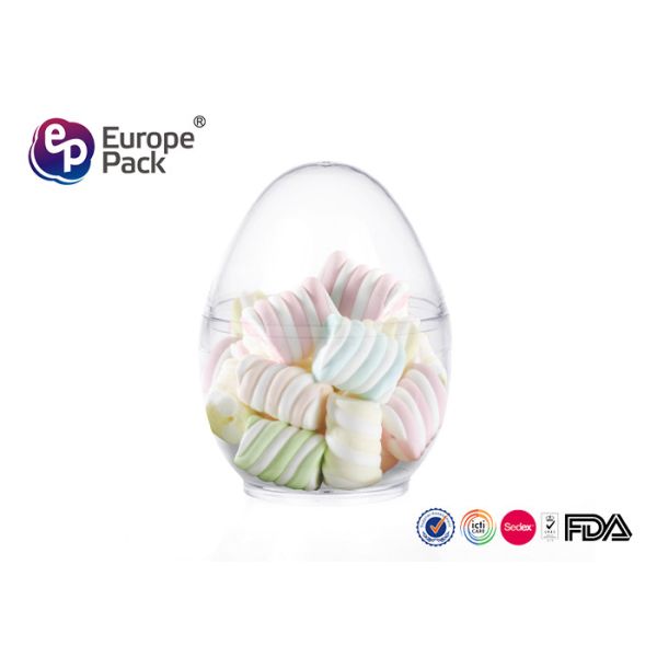 ISO9001 Round Dessert Cups 36g Clear Plastic Egg Shape Container