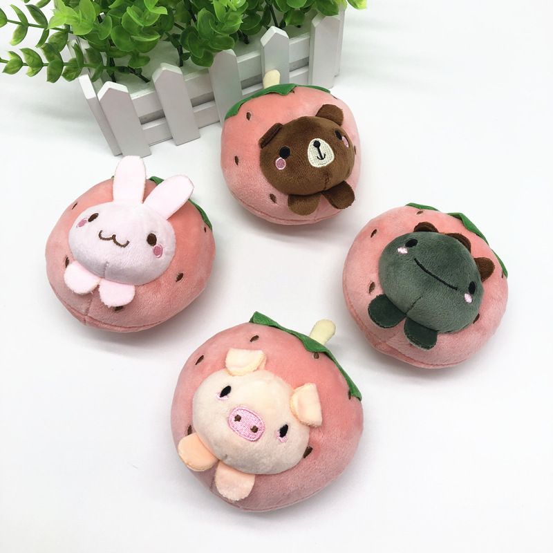 игрушки плюша животной стороны клубники мультфильма 10cm ключевые цепные для ключей автомобиля