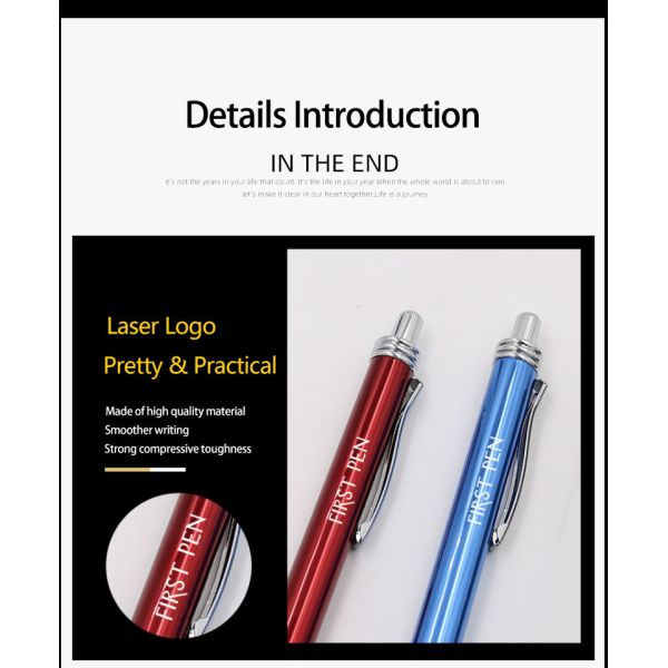 Professional Aluminum Ball Pen School Stationary 1.0mm Retractable Ballpoint Pen