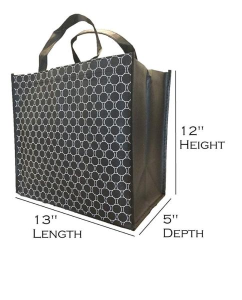 Lightweight Black Recycled Shopping Bag Personalized Foldable 12*13*5 Inches