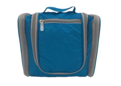 Ladies Blue Oxford Travel Cosmetic Bag Customized With Mesh Pocket