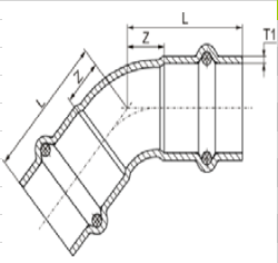 Galvanized Stainless Steel Press Fittings 45 Degree Elbow DVGW V Style