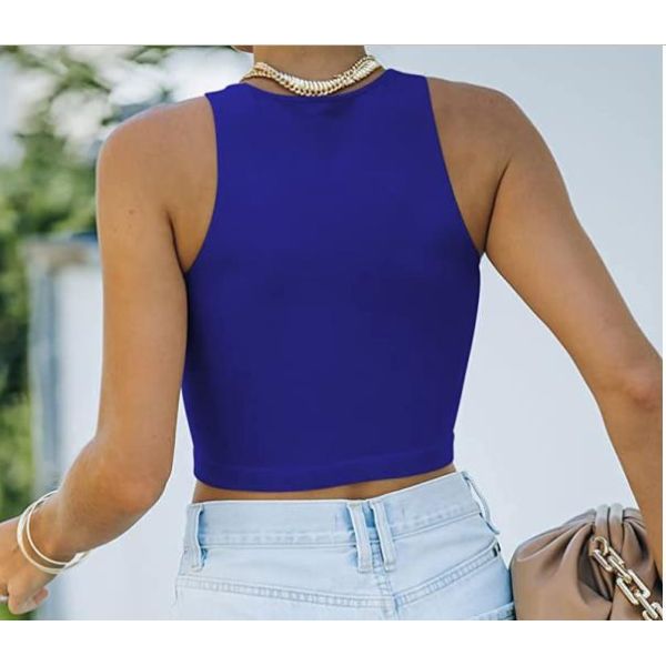 100% хлопок верхней части S-XL гонщика шеи экипажа высокой талии низких женщин изготовителя Moq безрукавное