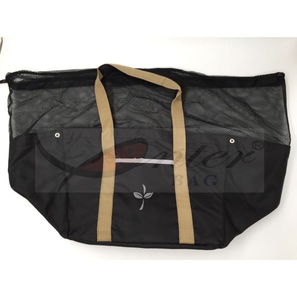 Black 420D Polyester Reusable Folding Shopping Bags For Supermarket Shopping