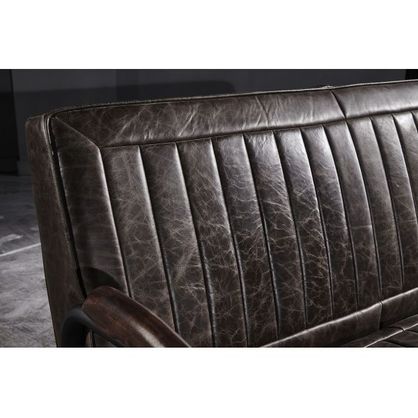 Office Furniture Grey Leather Two Seater Sofa , 2 Seater Leather Settee With Iron Frame