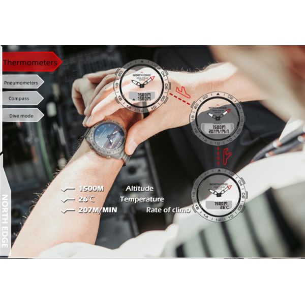 1.8In Waterproof Smart Electronic Watch 220mAh For Altitude Barometric Compass Temperature