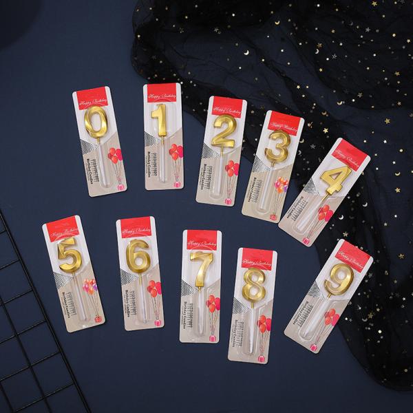 Wholesale Number Candles Gold-Plated 0-9 Wax Cake Candle Mini Cake Shaped Candles