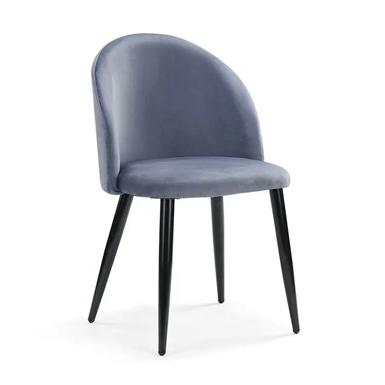 Breathable Blue Upholstered Dining Chair Luxury With Metal Legs