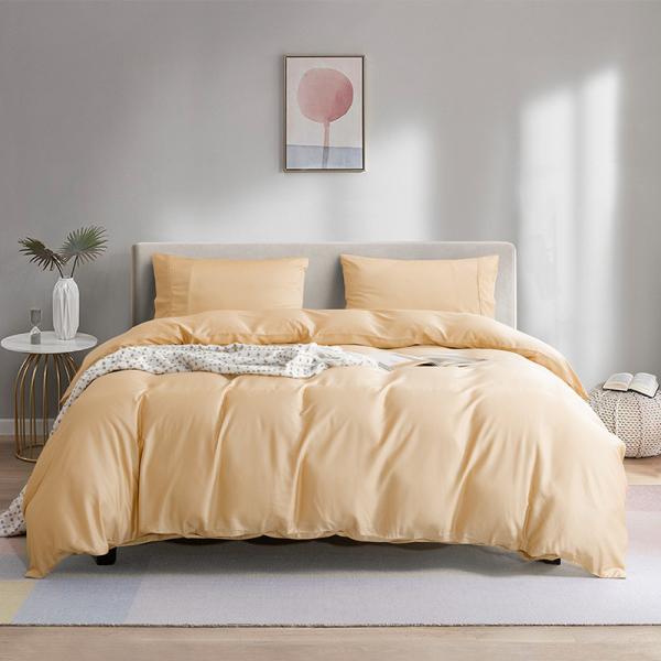 Custom 60S 300TC Solid Color Bamboo Fiber Bedding Set with Quilt Cover and Pillowcases