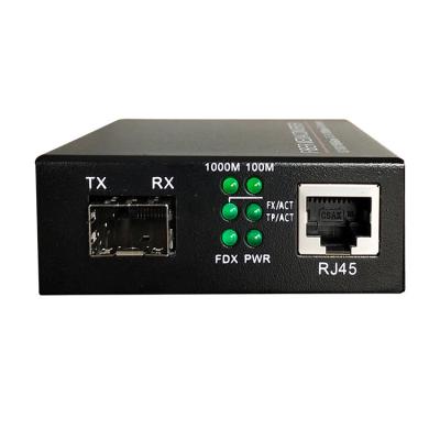 SFP Media Converters, 1xRJ45, 1xSFP Slot, Fiber types, 100 or 1000M Speed and Distances Spanned are SFP Module-dependent