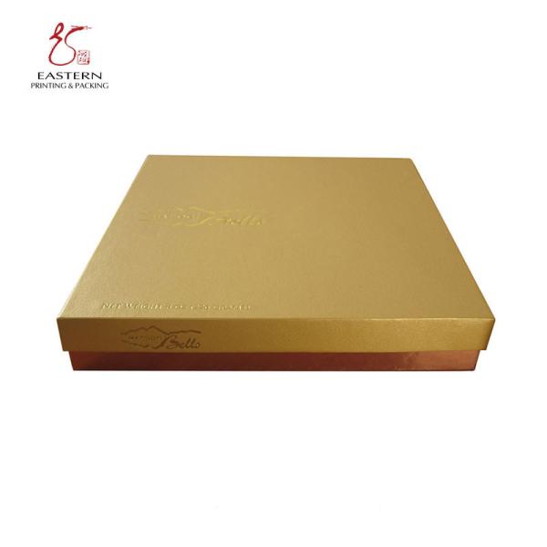 Luxury Made Gold 220mm Length 180mm Width Paper Chocolate Box With Lid