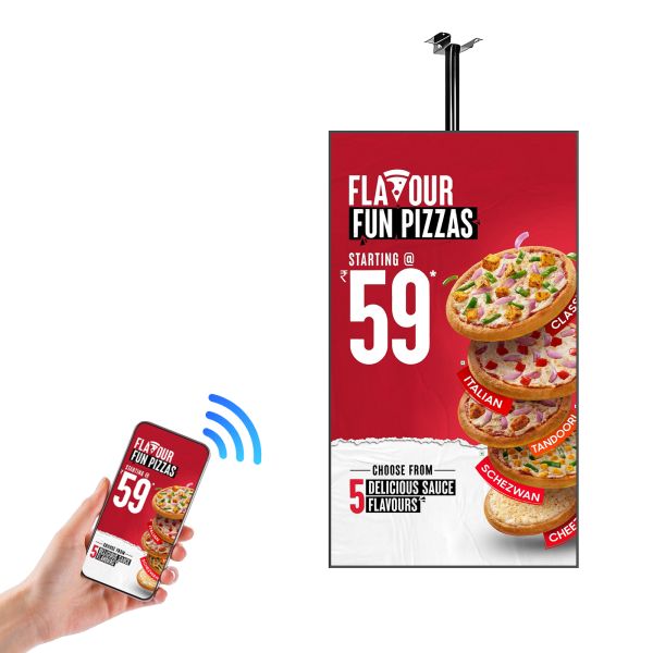 Shop Hanging Ceiling Signage 43 Inch LCD Digital Advertising Display 4K UHD Commercial Screen