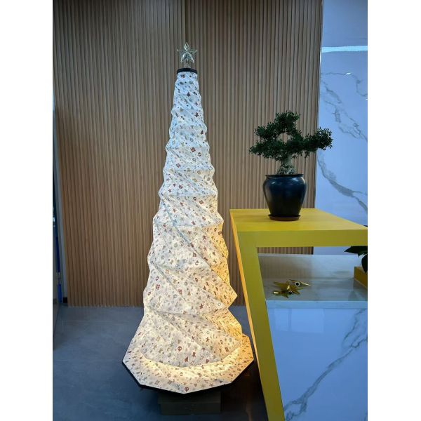 Battery Powered Tall Paper Origami Floor Lamp Folding Customized Pattern