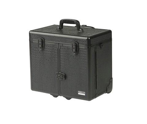 Black Aluminum Hairdresser Trolley Case Aluminum Grooming Case With Trolly In Black