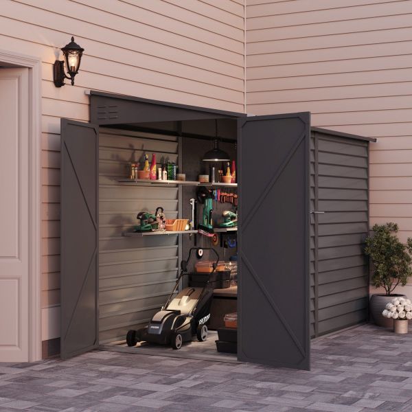 Garden Bike Shed AJUNION 9ft Sturdy Steel Motorcycle Storage Enclosure with Lock
