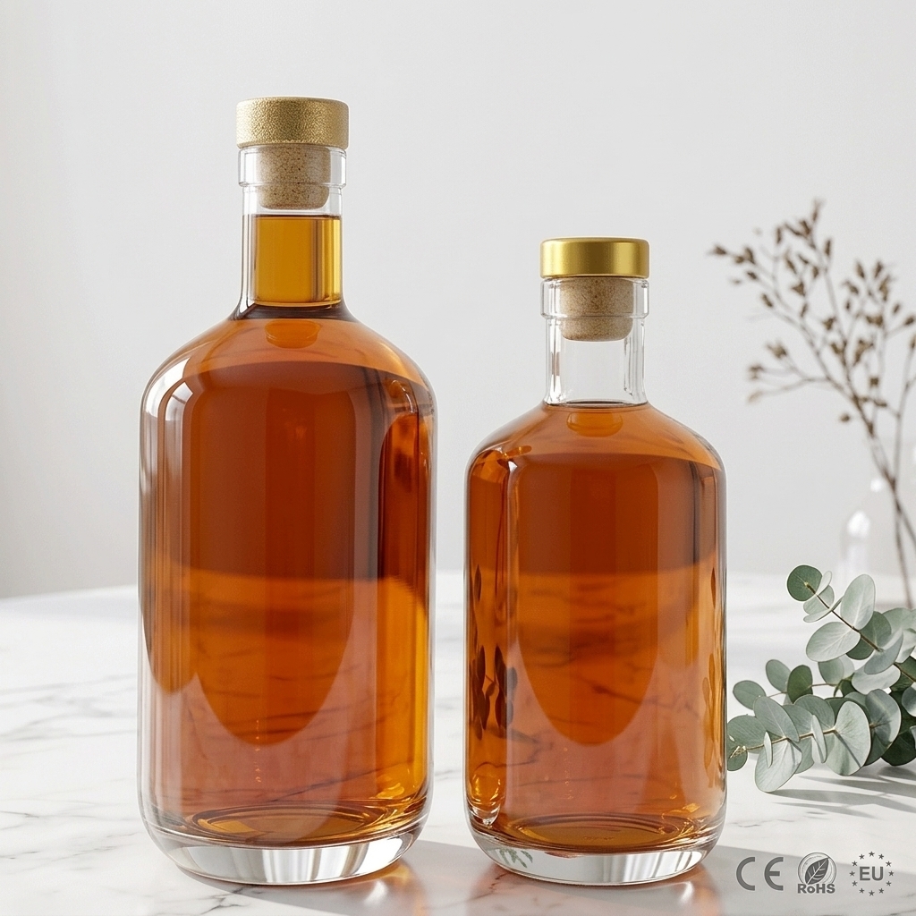 750ml Nordic Cylindrical Glass Bottle Spirits Bottle With T Top Cork Stopper For Gin Vodka Whiskey