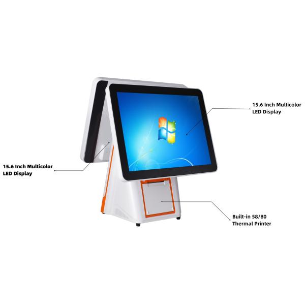 15.6 Inch i5 8+256GB Cash Register POS , Windows10 Capacitive Touch Screen POS Monitor Built-in Thermal Printer for Restaurant
