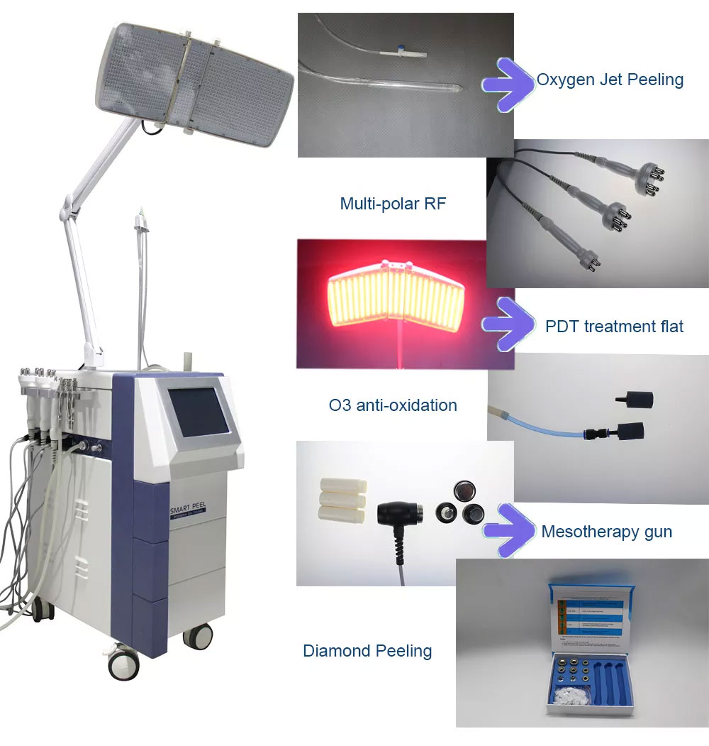 PDT Red Blue Green Yellow Led Light Therapy Machine , Hydrodermabrasion Facial Machine
