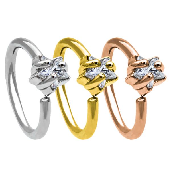 anel de prata do septo da estrela de Gem Nose Piercing Jewellery 18G do zircão de 4mm