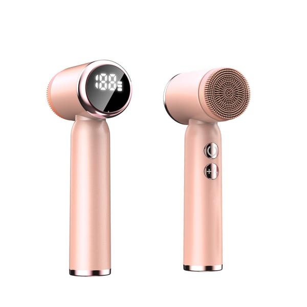 Pink Face Cleanser Vibrating Brush 1000mAh Silicone Battery Face Scrubber