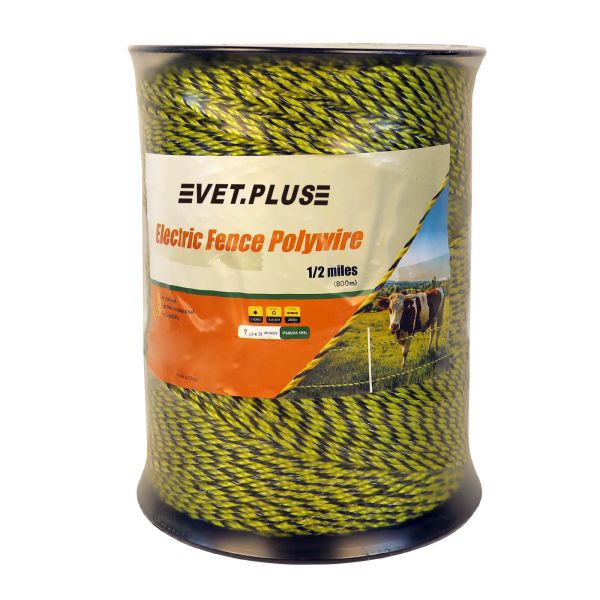 Portable Electric Fence Polywire with 9 Strands Stainless Steel Conductors for Reliable Conductivity, UV Rust Resistant