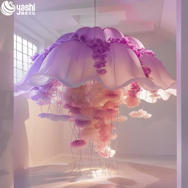 Restaurant Spaces Installation Art Light Soft Muslin Medusa Decoration