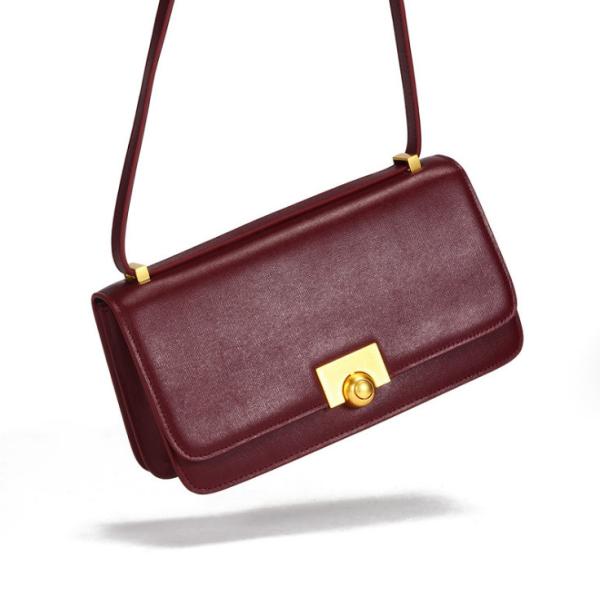 Flap Bags Genuine Cow Leather Handbags with Lock  Cowhide Cross-body Bag