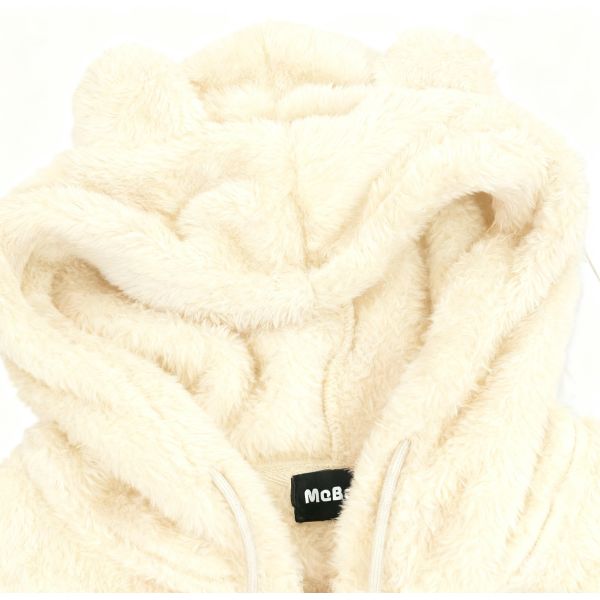 Women's 3-Color Fuzzy Bear Ear Hooded Jacket
