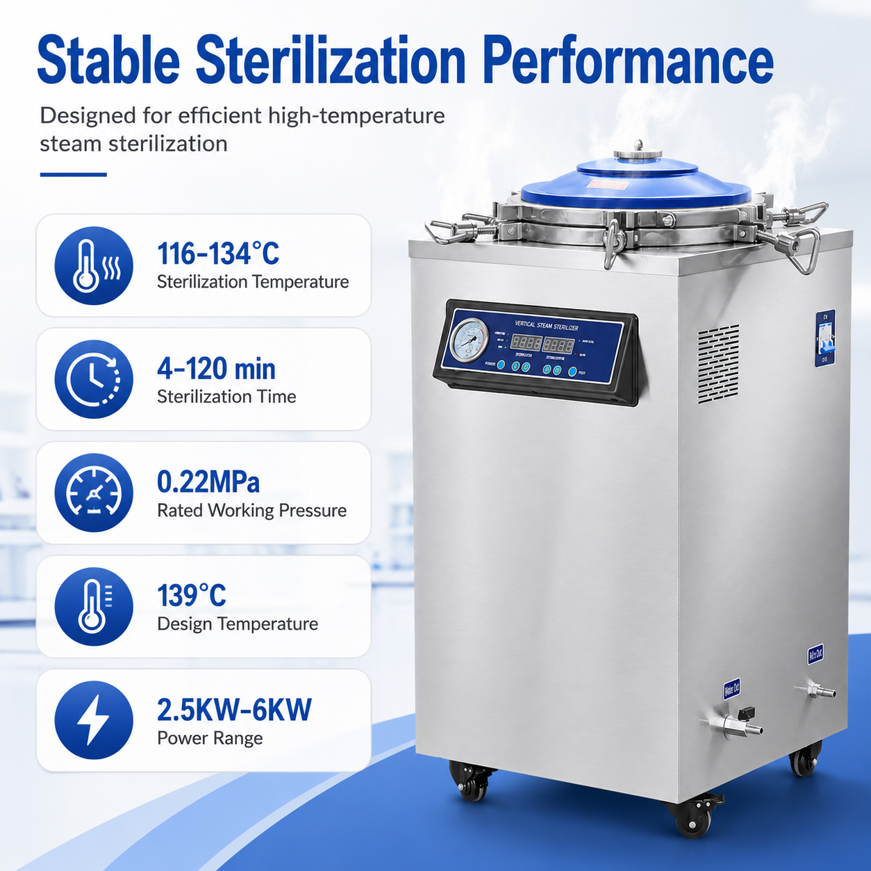 Vertical Steam Autoclave Sterilizer DGLS-B 50L Stainless Steel Lab Sterilization Equipment with Digital Automatic Control