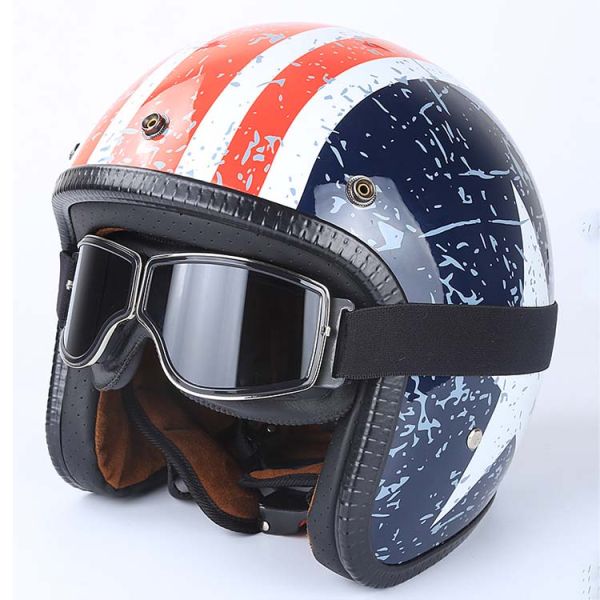 Silicone Strap Customizable Vintage Leather Motorcycle Riding Goggles for Helmet