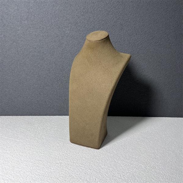 Brown Velvet Microfiber Necklace Holder Stand Medium Small Jewelry Mannequin Bust