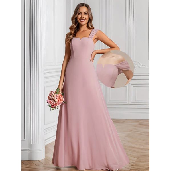 Empire High-waisted Sleeveless Cap Sleeve Square Neck Invisible Zipper Burgundy Chiffon Party Dress