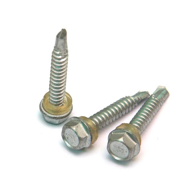 ANSI Standard SUS 410 Hex Washer Head Self Drilling Driving Screws With PVC Washer Dacromet Coat