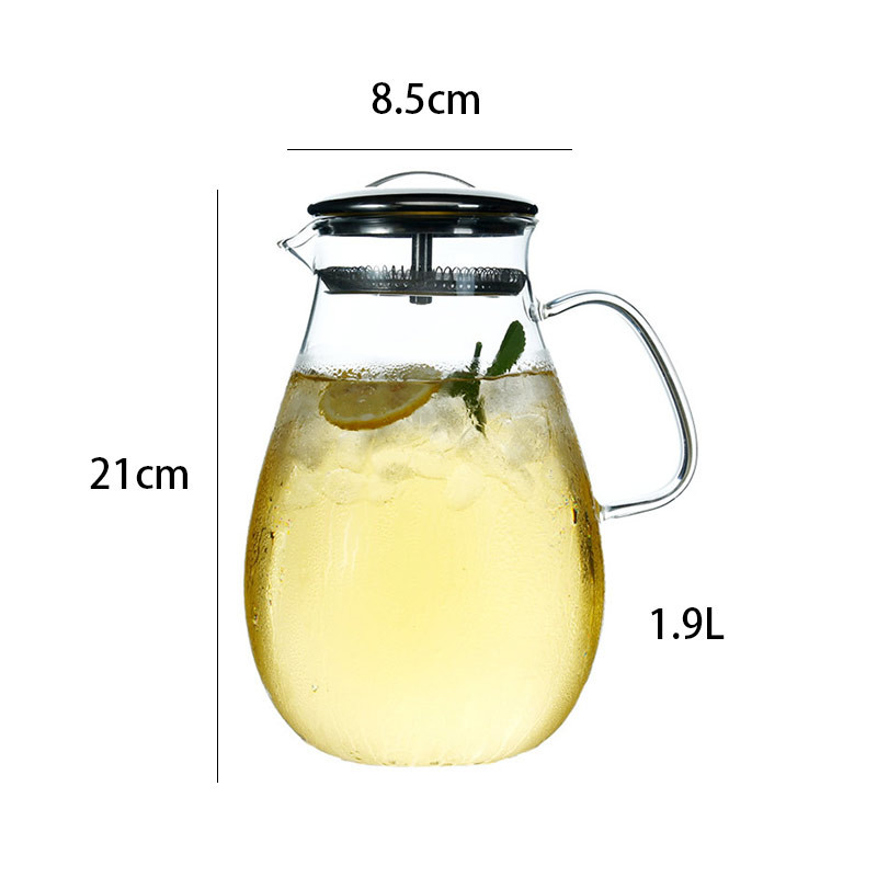 Неэтилированный чайник боросиликатного стекла заваривать кофе 1900ml
